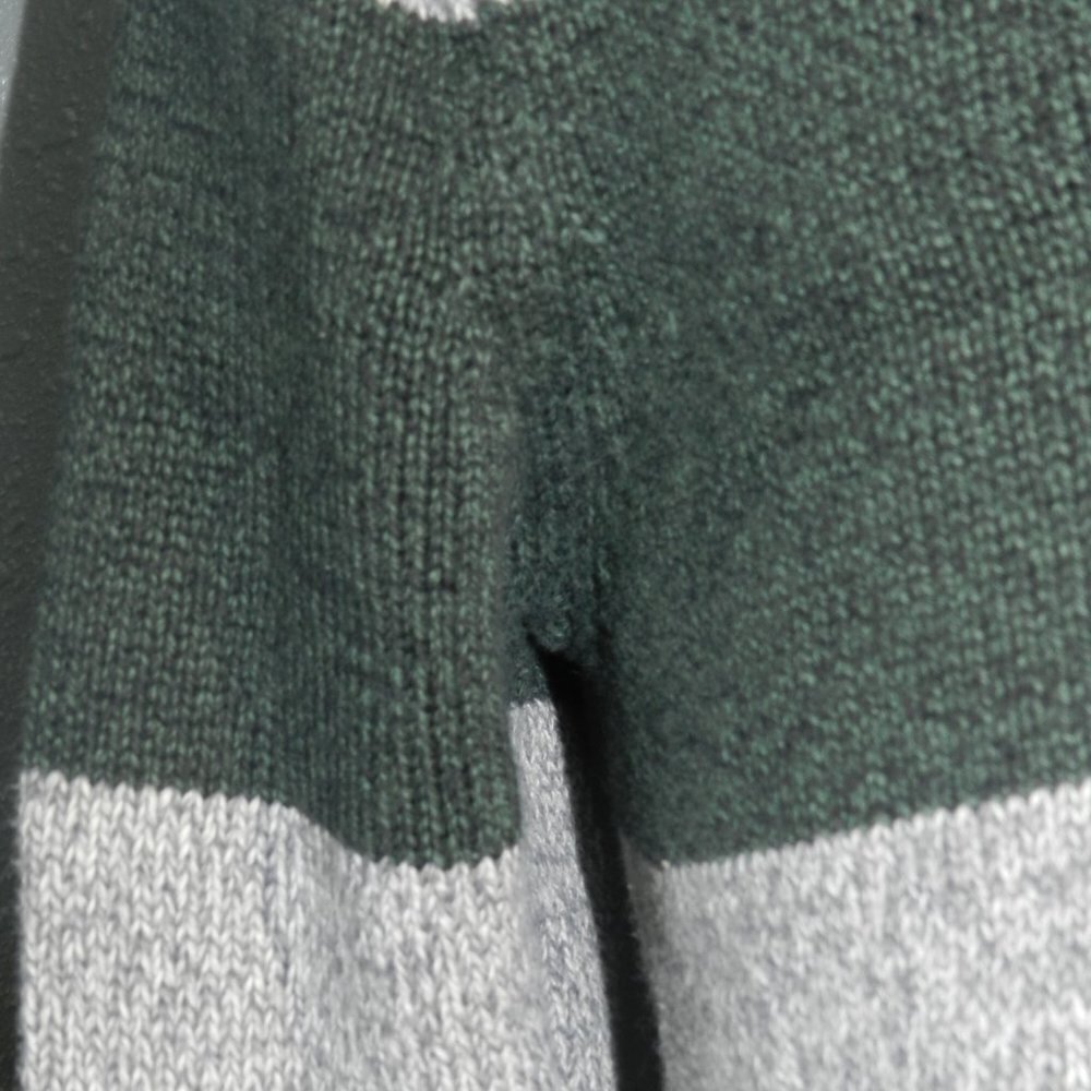 Chaps Mens Dark Green Grey And White Long Sleeve Stripped Sweater Size Medium - Picture 3 of 5
